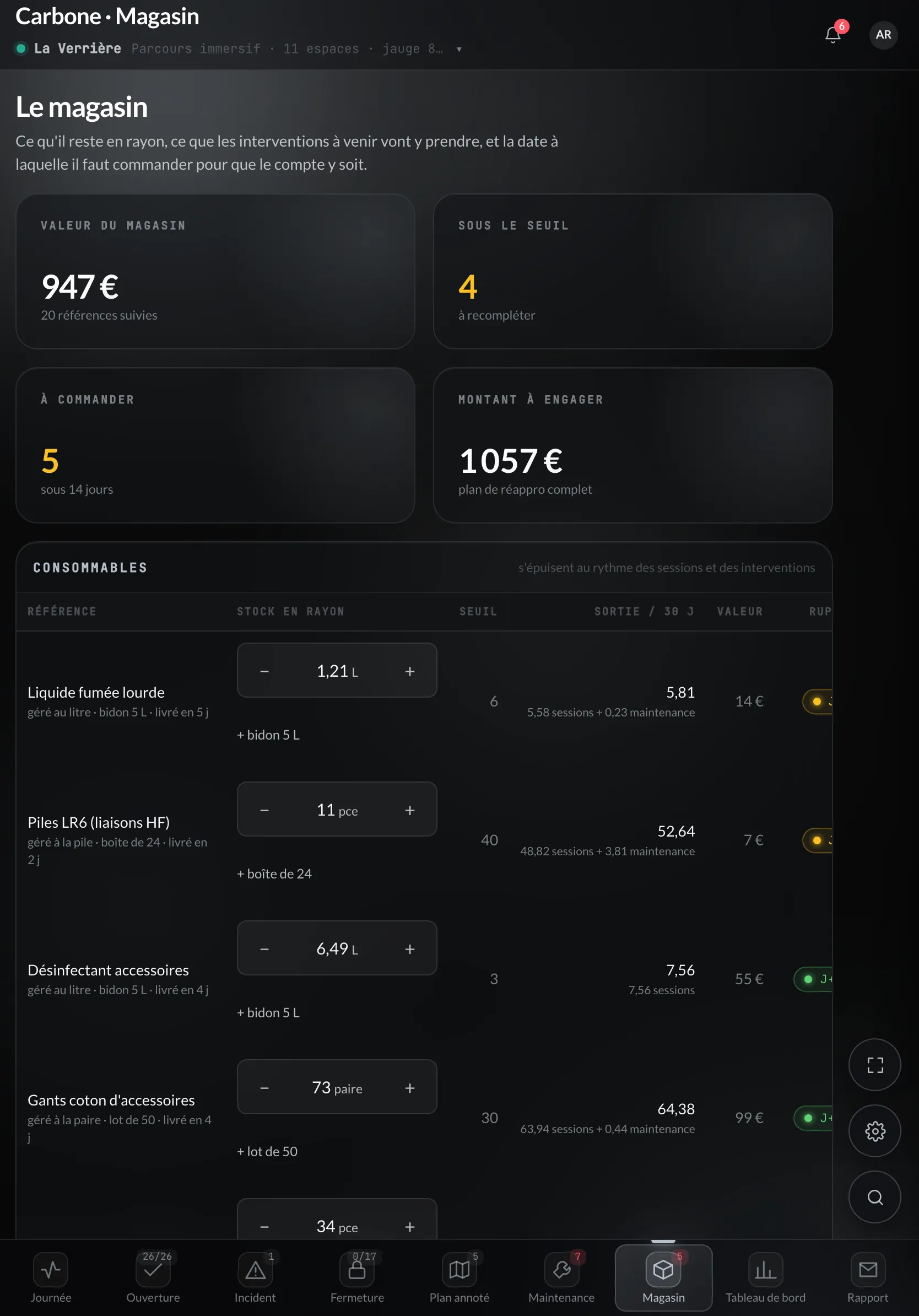 iPad en portrait : le magasin, cibles de 44 px pour le pouce
